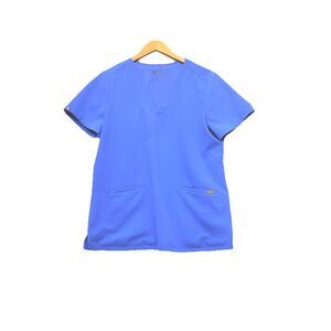 Figs Women's‎ Style FW1100 Casma Technical Three Pocket Scrub Top Blue Size M